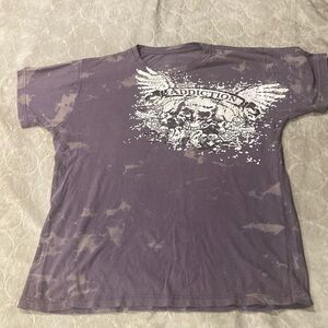 Addiction T Shirt Skull Wings  purple size L